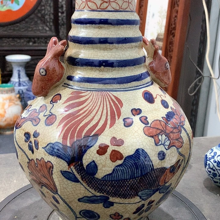 摆件陶青花陶瓷摆件