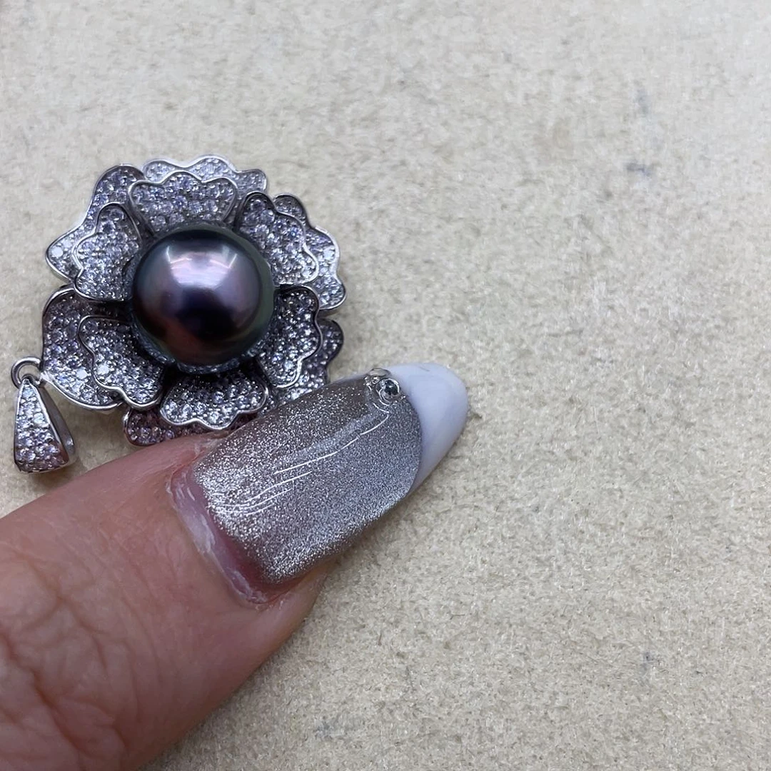 吊坠(不含链)银S925镶嵌海水珍珠