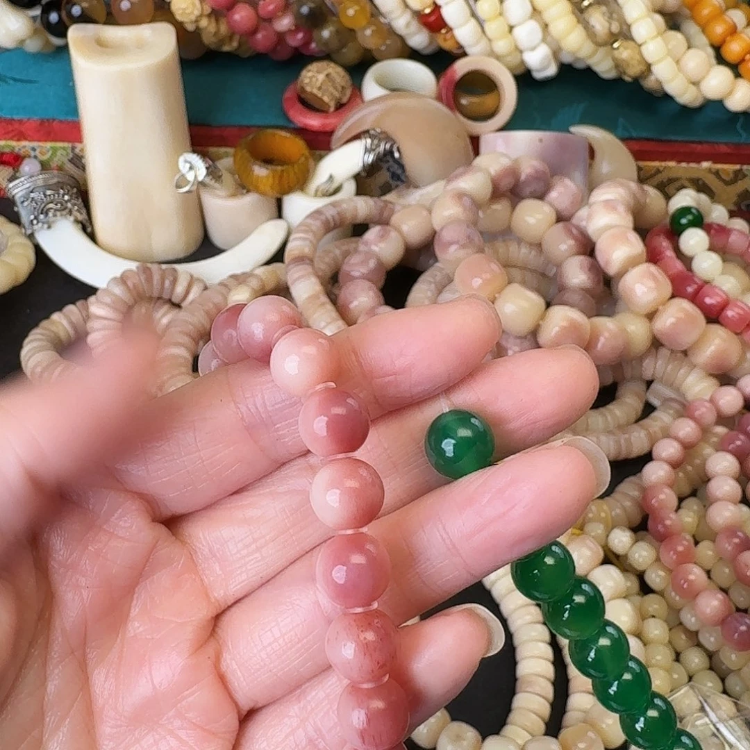 驼骨手串/手链欧**鹏骆驼骨10尺寸圆珠加绿顶珠