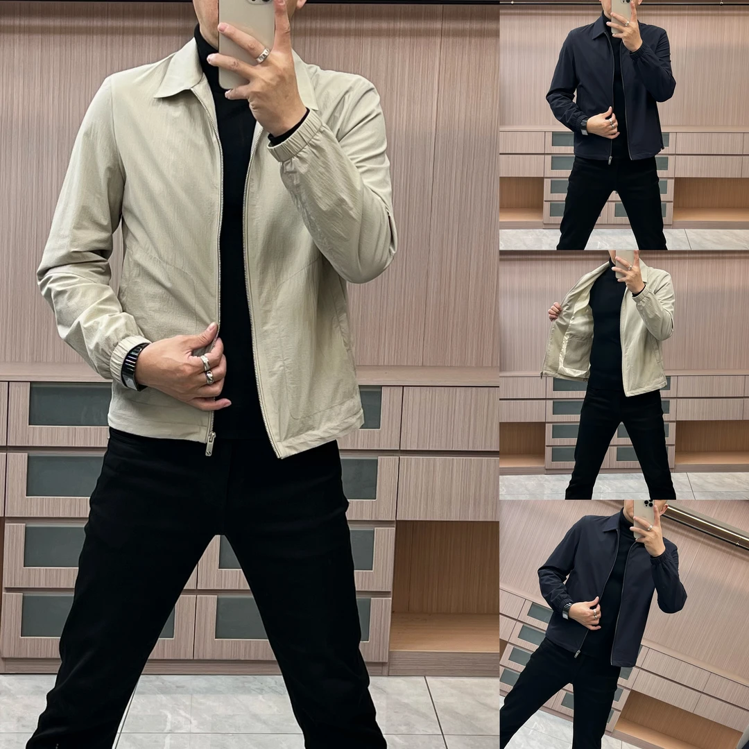 今晨优品-春季新品简约商务净版休闲弹力透气拉链薄款夹克衫663