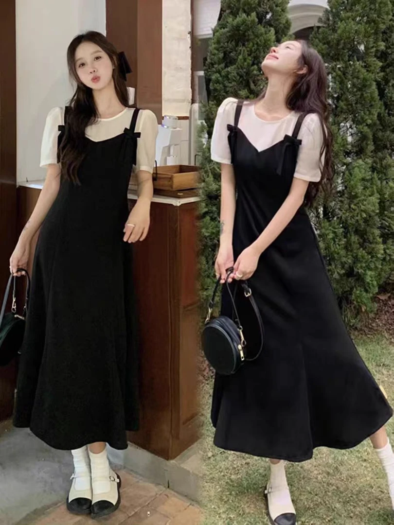 （现货）大码夏装连衣裙女大码巨遮肚胖mm独特漂亮假两件a字裙1863