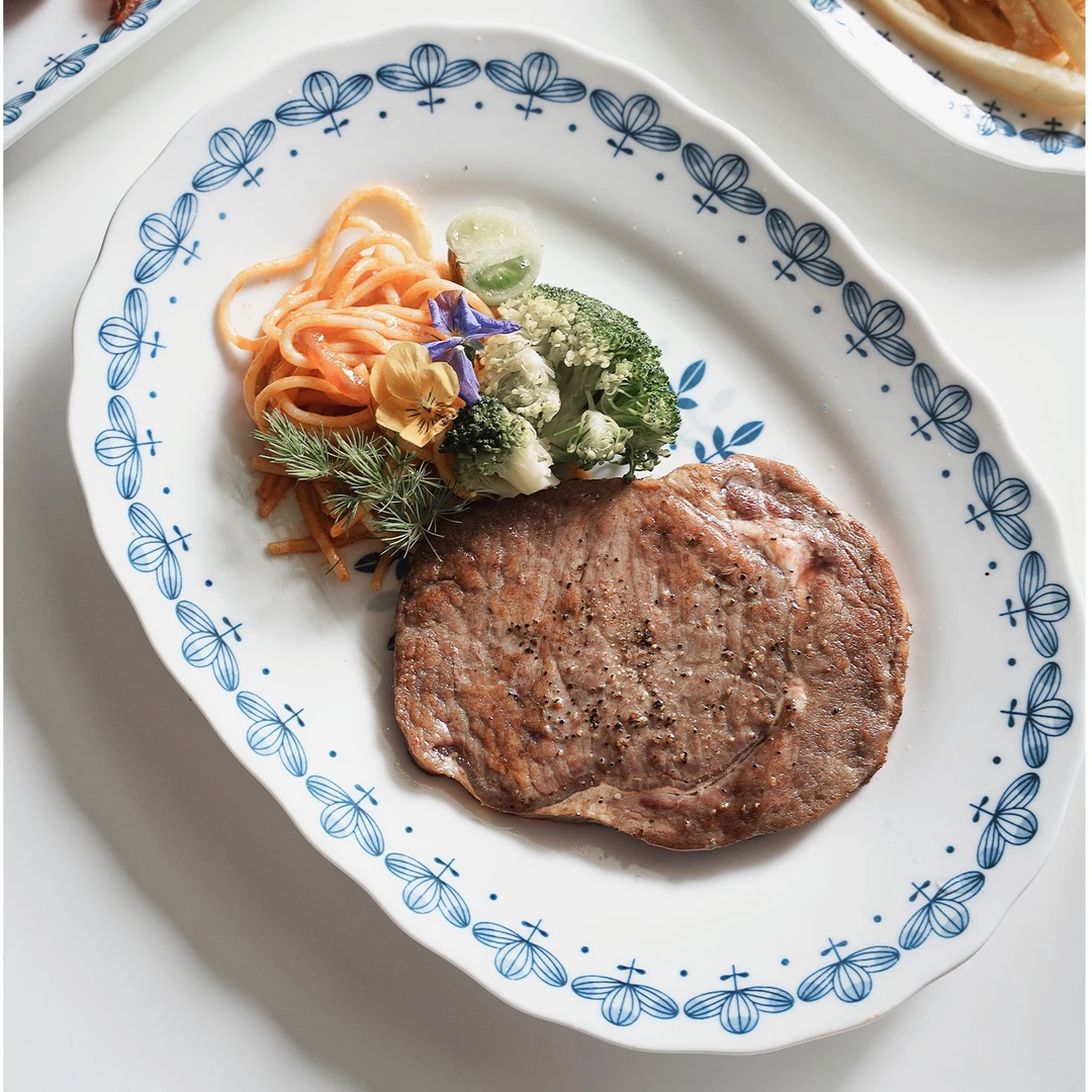 【LX家】30*21*3.5CM 藤叶纹12寸鱼盘 春节餐具系列