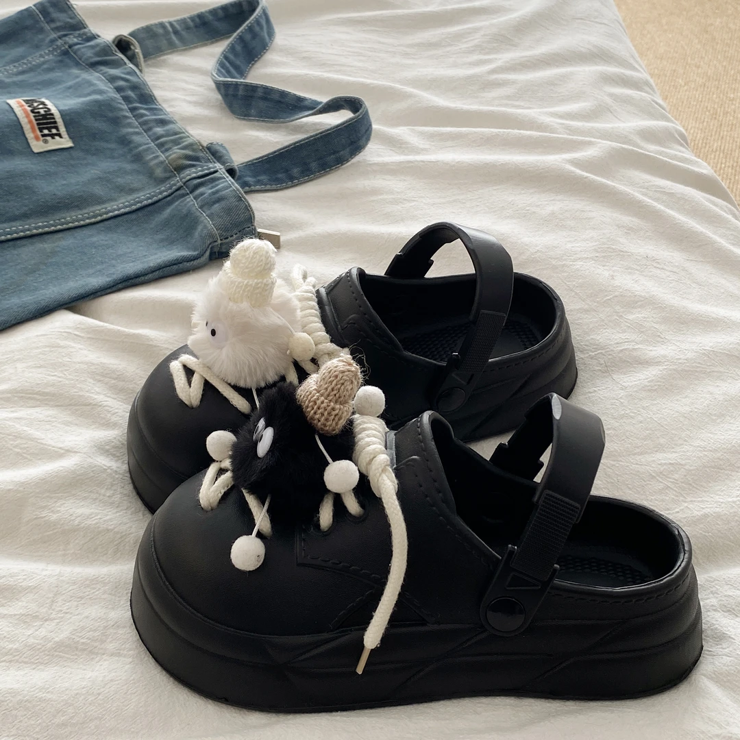 增高松糕底洞洞鞋女夏外穿2025新款踩屎感厚底沙滩包头防滑凉拖鞋