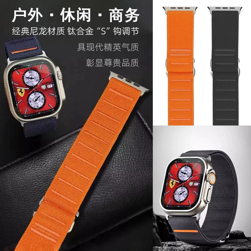 适用苹果applewatch10代手表带尼龙回环iwatch9户外运动透气腕带
