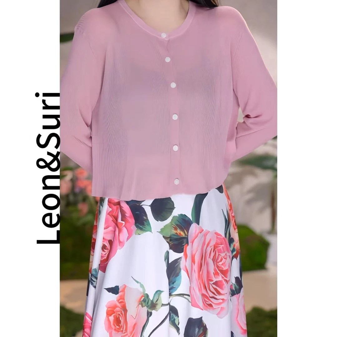 Leon&Suri “风吻蔷薇”春夏新款莱赛尔天丝防晒长袖修身开衫气质
