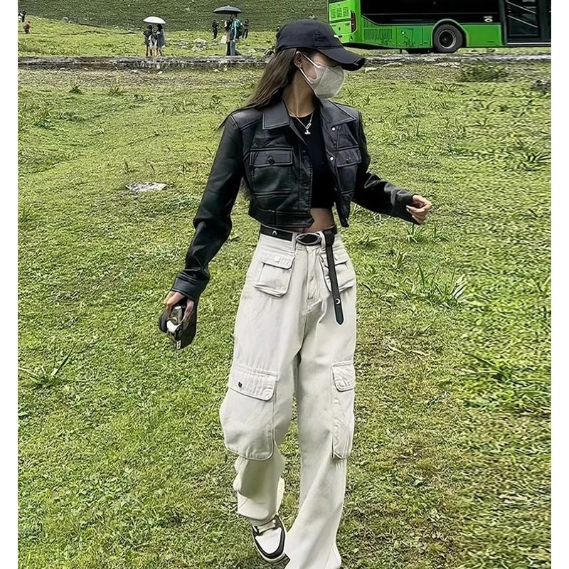 2025早秋机车小个子PU皮衣夹克外套女美式机车风高级感辣妹短款