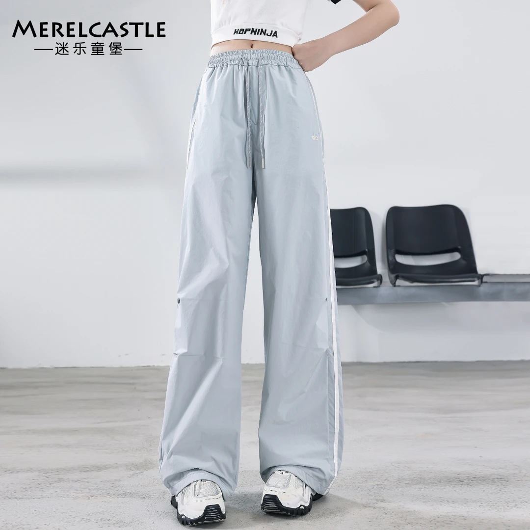C4930女童速干裤夏季2025新款初中生女孩户外防蚊裤大童阔腿裤子