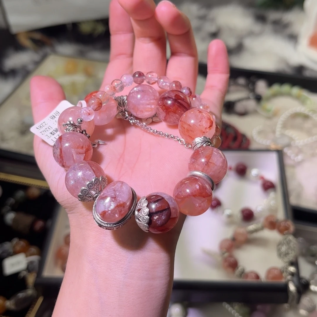 银S925镶嵌手链烟晶