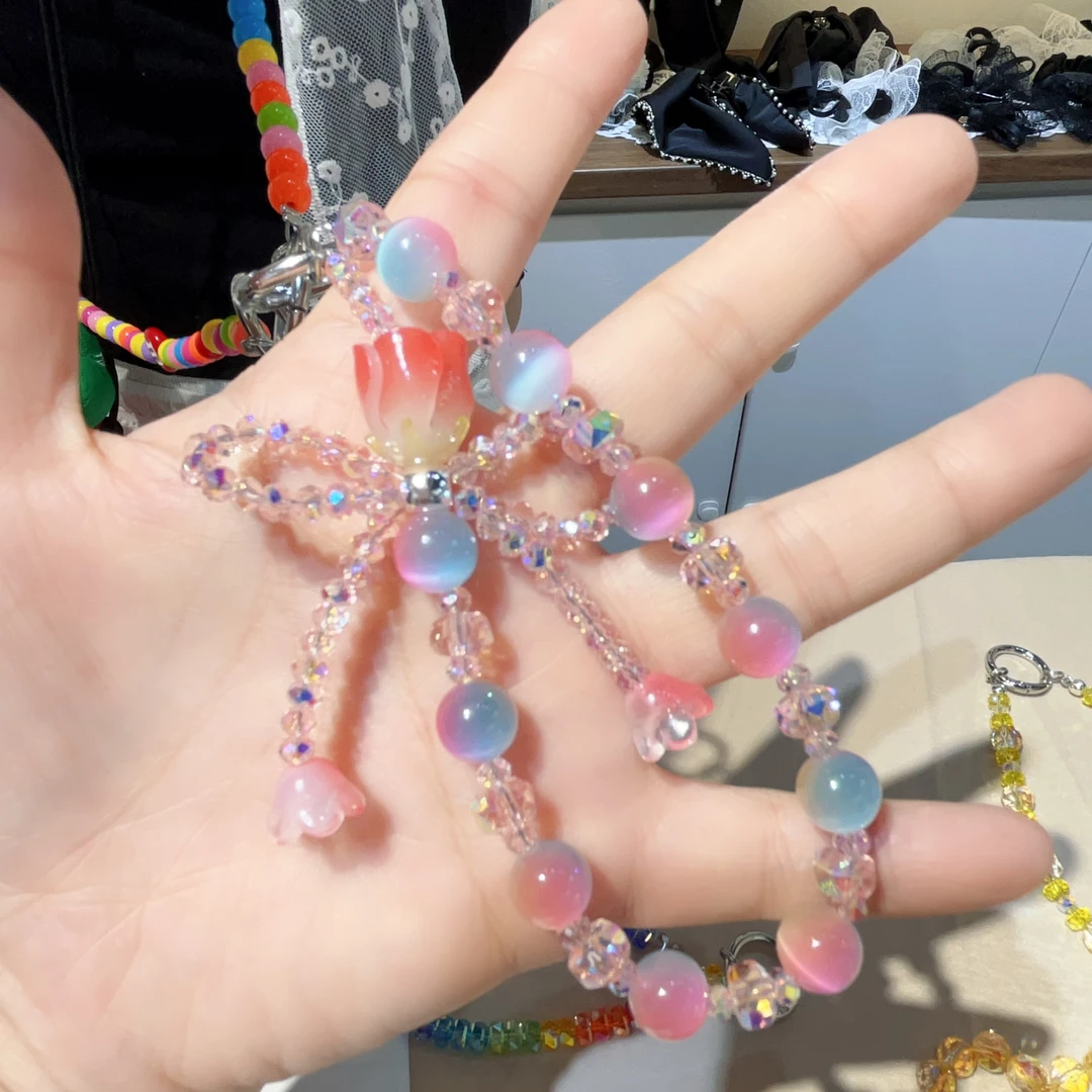 C82老王自留郁金香粉色手机链