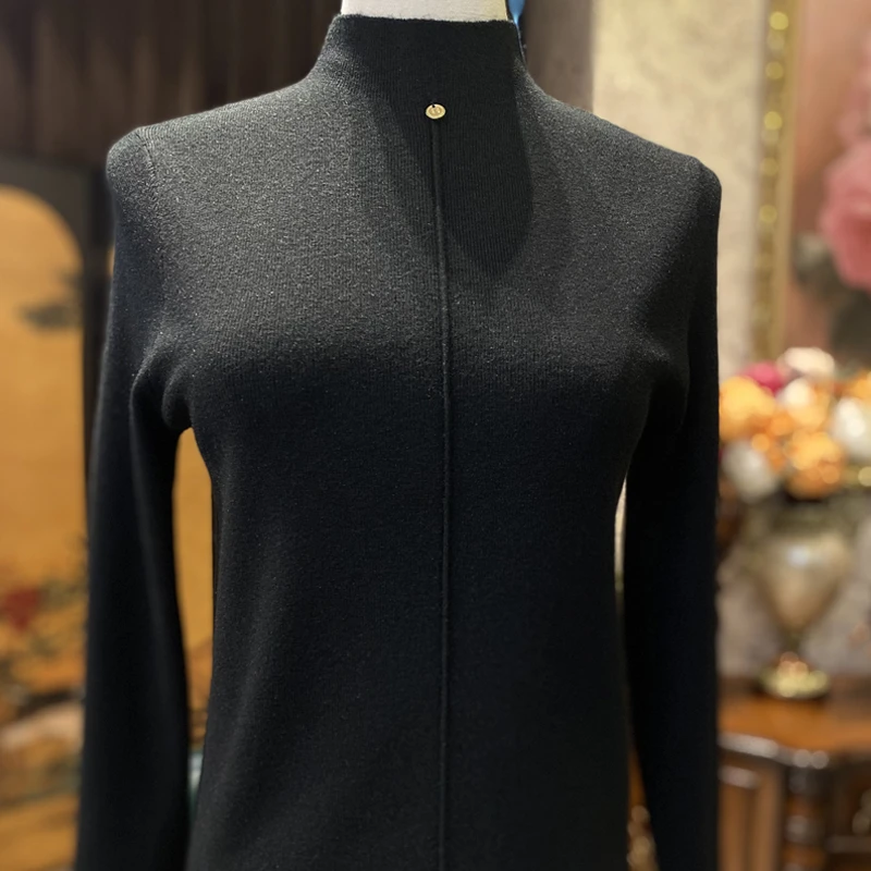 美爱《气质毛衣》长袖修身半高领羊毛针织衫女内搭上衣秋季新款S491
