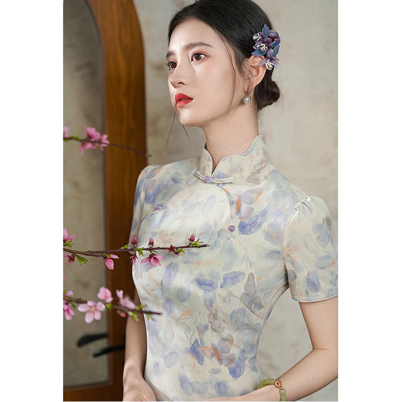 复古日常中国风旗袍新中式改良年轻款少女连衣裙长款新款气质显瘦