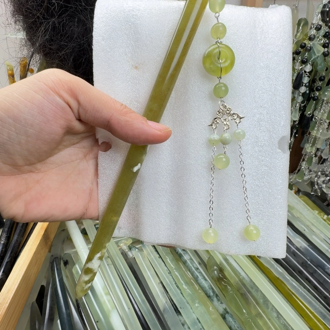 蛇纹石玉合金发饰