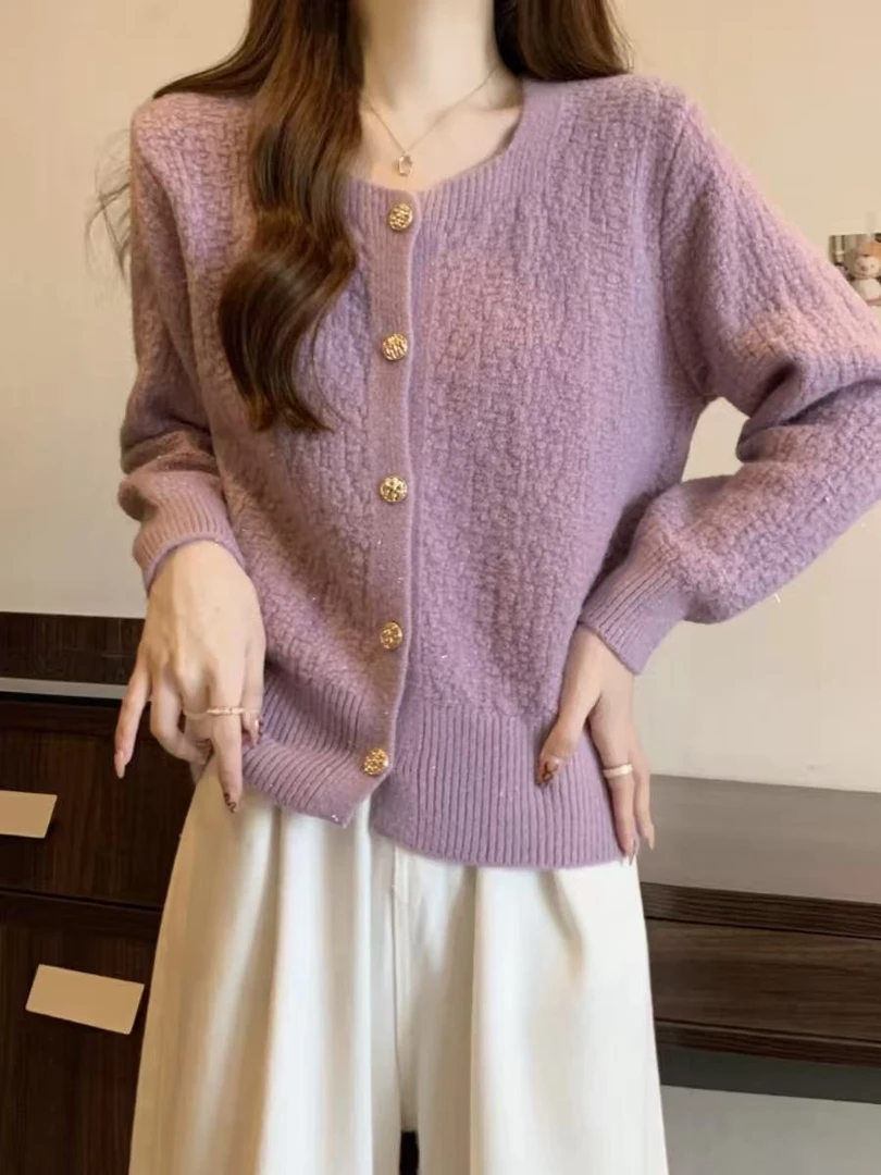 498新款女士百搭圆领时尚针织衫上衣