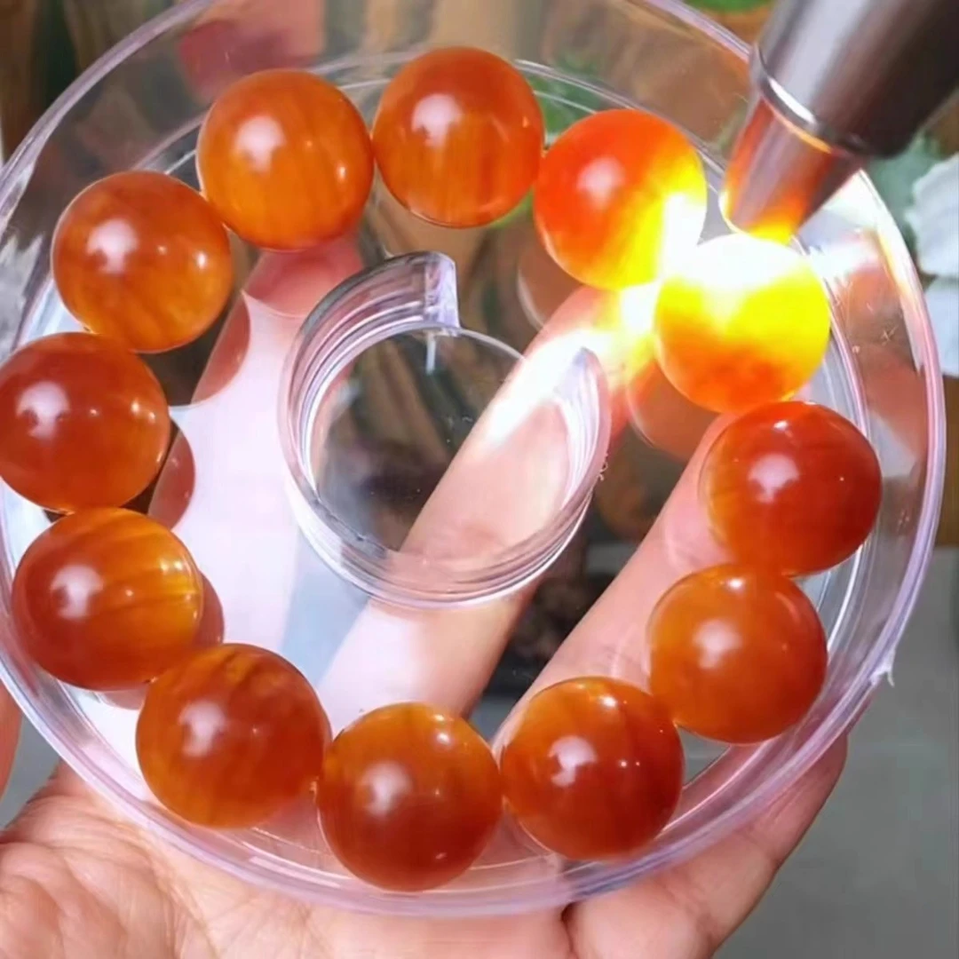 冰种玉化琥珀木全透光手串包浆固化北沉香满油长白山松明子男女款