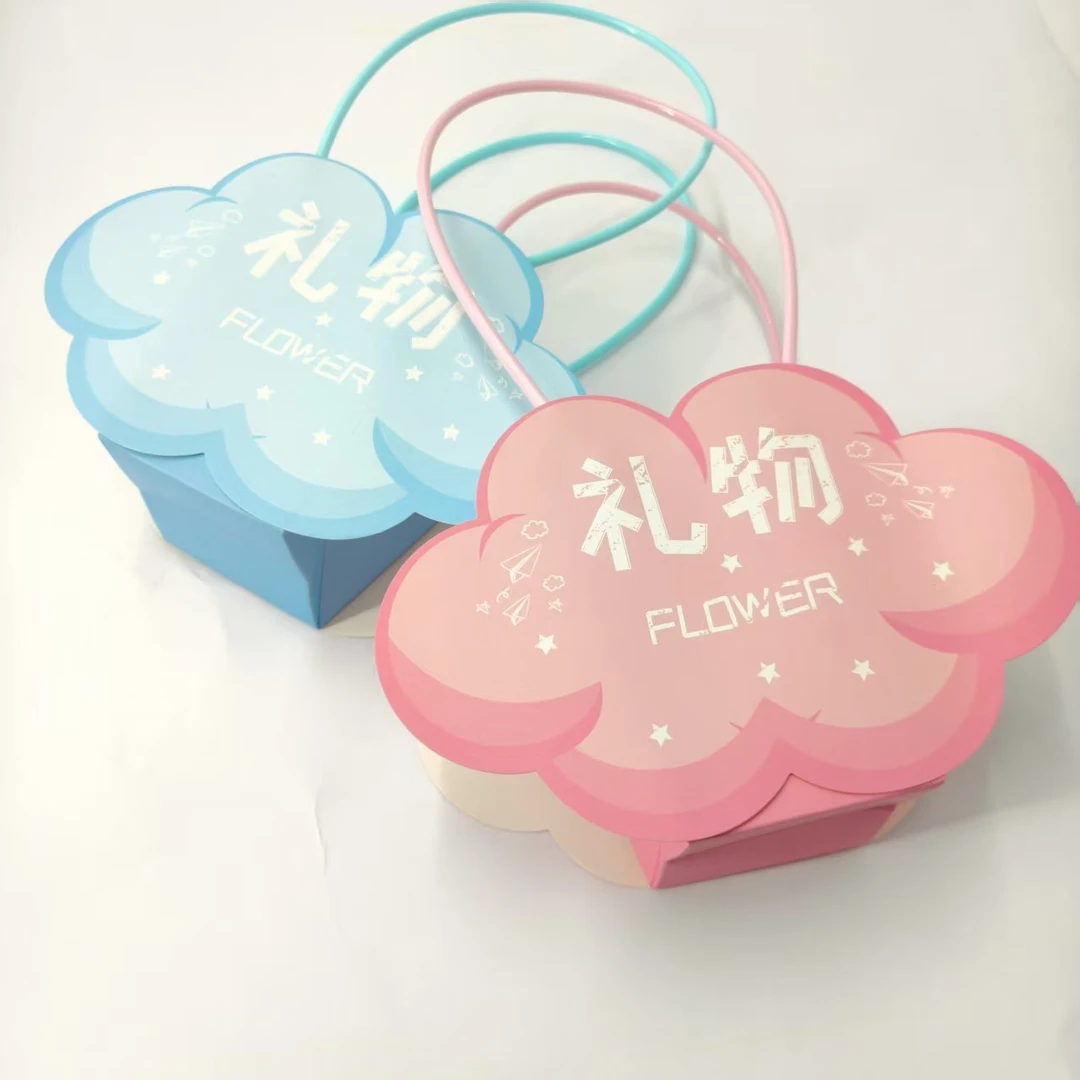 【微花宝】七夕教师节新款牛皮手提袋花艺包装材料小花篮包装