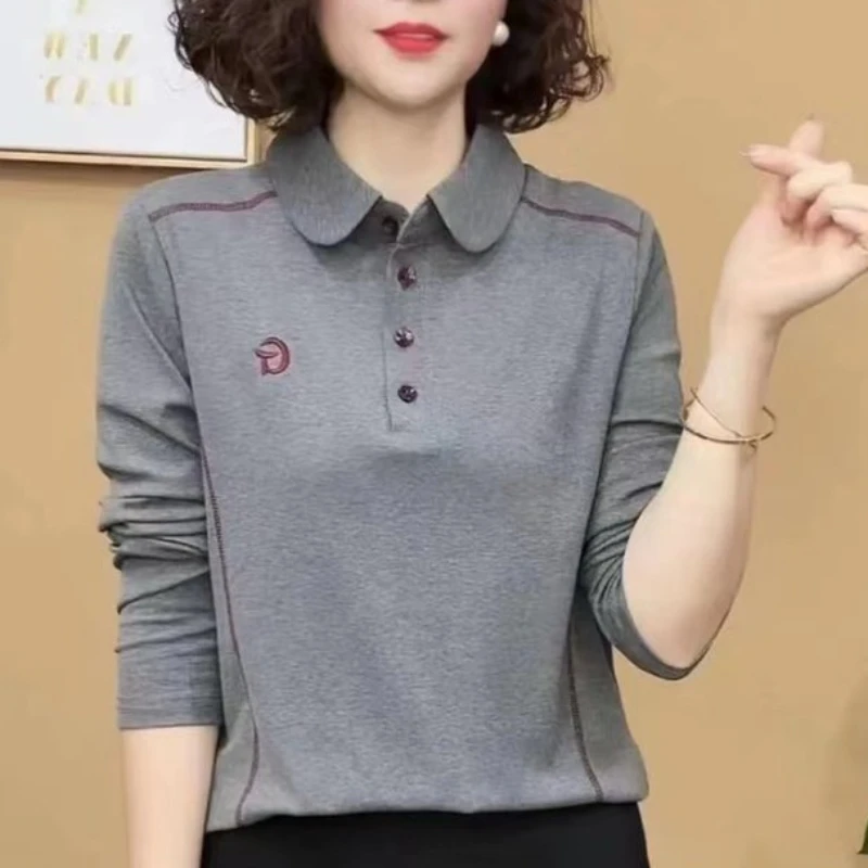 2025秋季新款纯色拼接女POLO衫洋气显瘦上衣百搭减龄打底衫