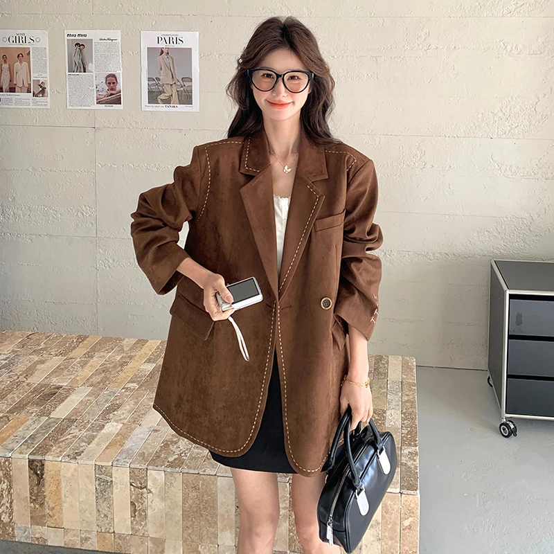 韩版宽松休闲西装外套女2025年春季新款气质小个子百搭小西服