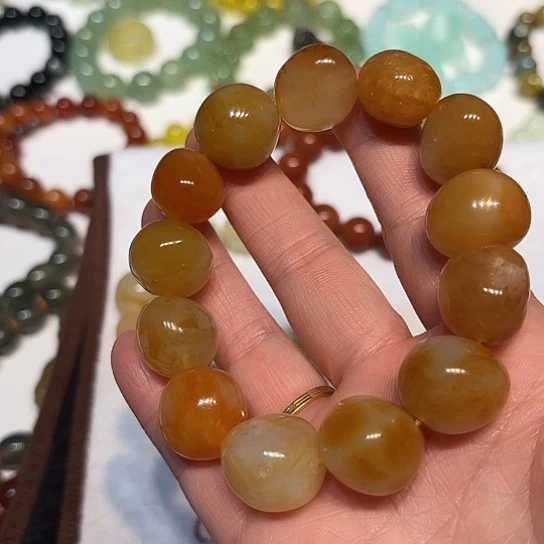 大***麻蛇纹石玉未镶嵌手串