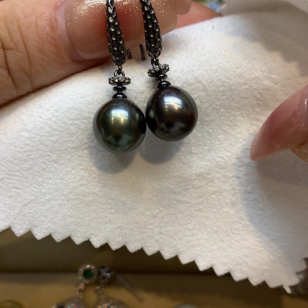 银S925镶嵌耳饰海水珍珠