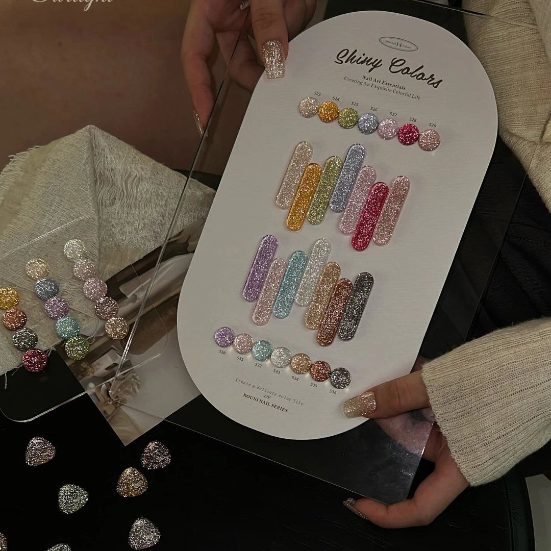 柔倪ROUNI NAIL·超出片爆闪14色暮光碎钻胶甲油胶