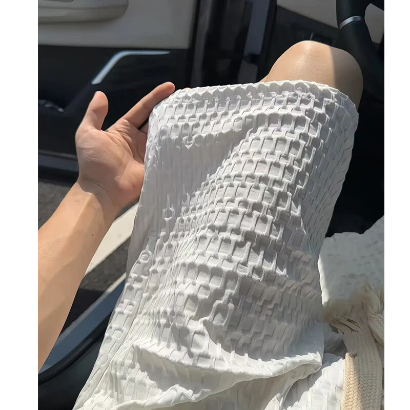 肌理感薄款白色短裤男款夏季2025新款爆款宽松垂感休闲百搭五分裤