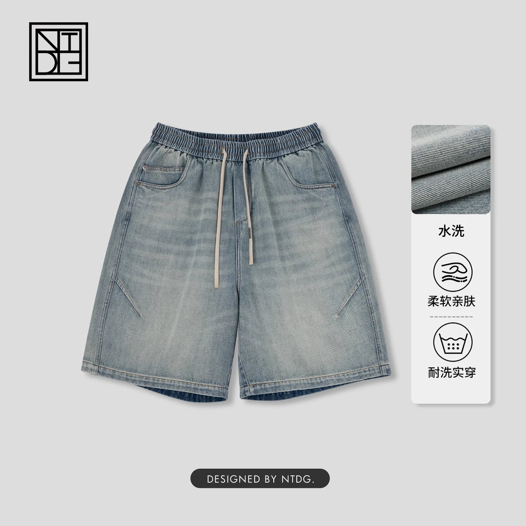 夏季新款兰色水洗牛仔短裤34045