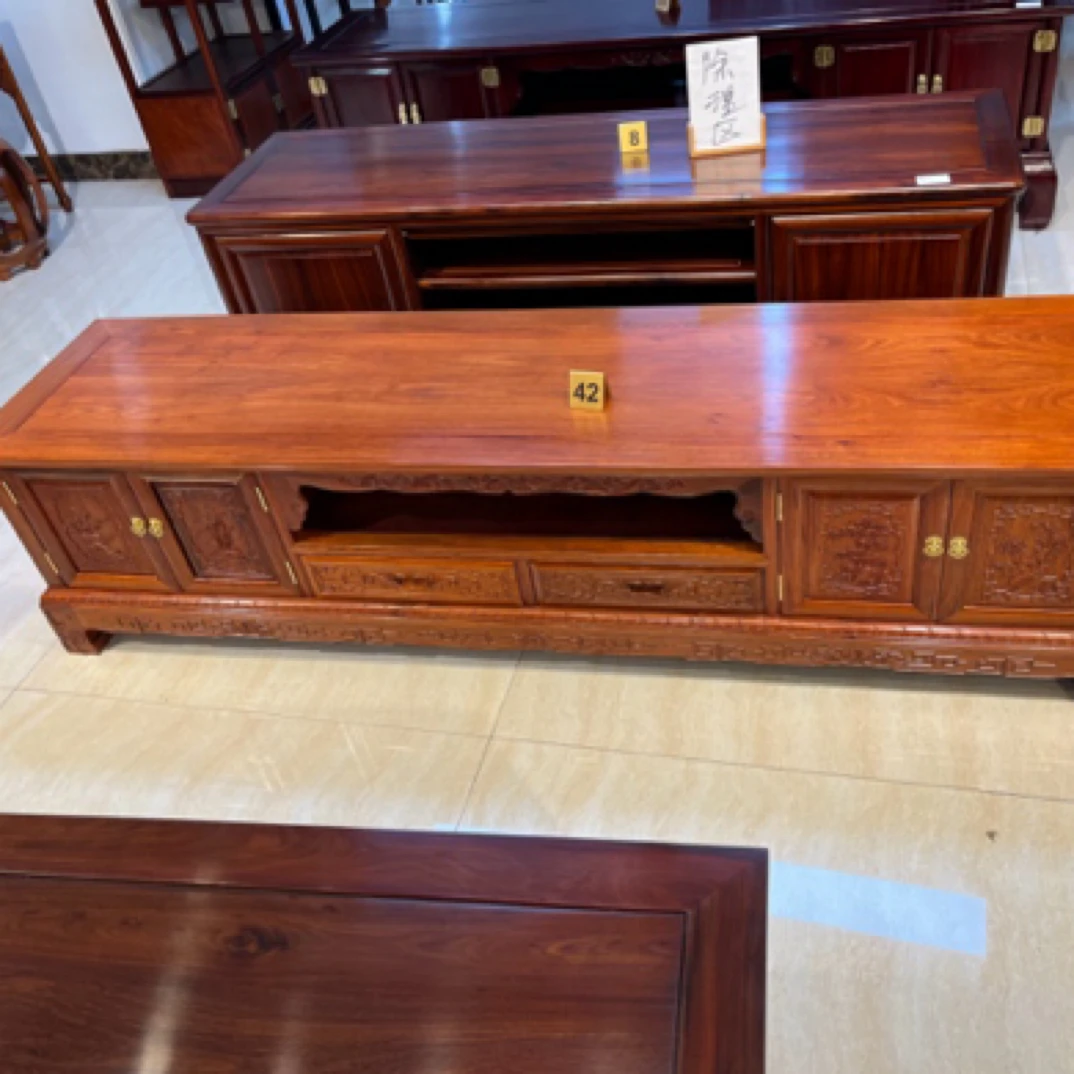 国标红木缅甸花梨木大果紫檀全原木客厅卧室四季花电视柜