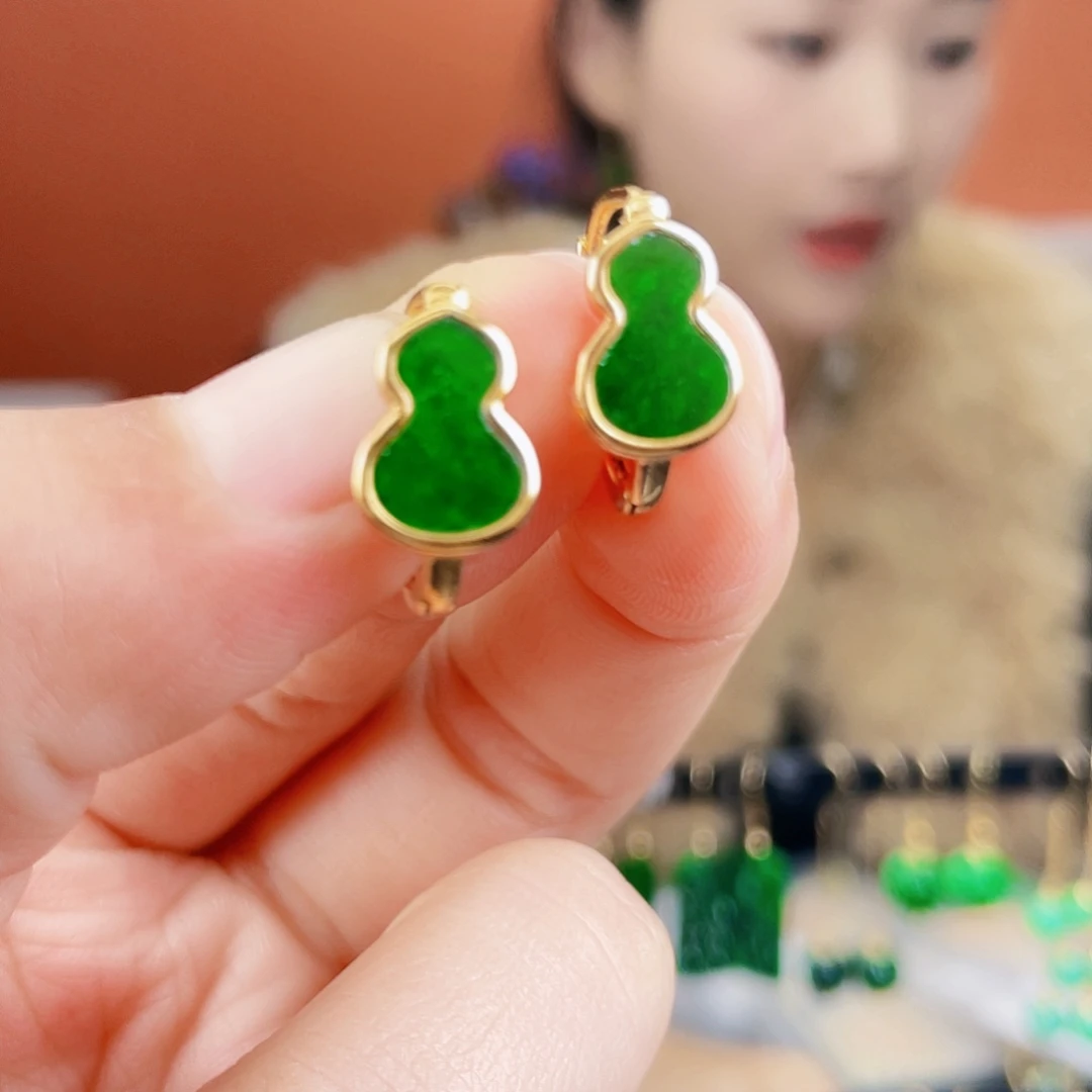 翡翠银S925镶嵌耳饰