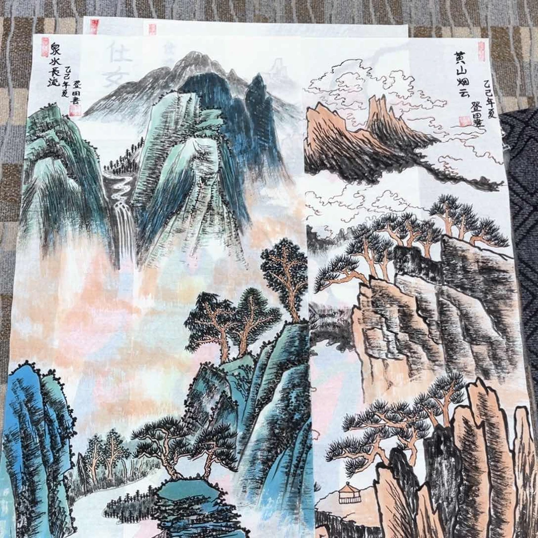 Y***寳国画四登春老师三尺山水作品旭2