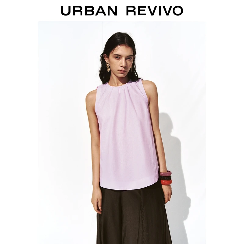 UR2025夏季新款女装简约休闲欧若风无袖罩衫衬衫UWH250106