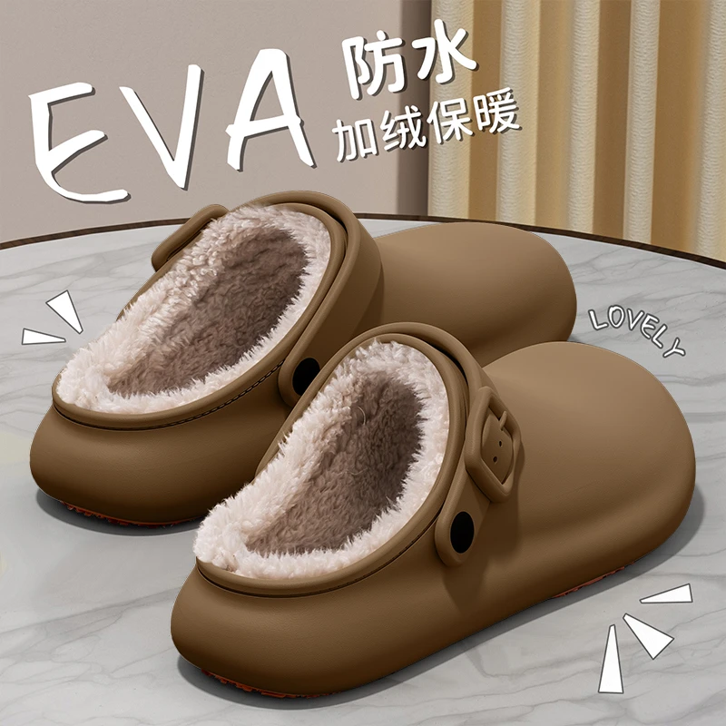 外穿棉拖鞋女冬季防滑厚底加绒防臭防水保暖棉拖男士两穿2025新款