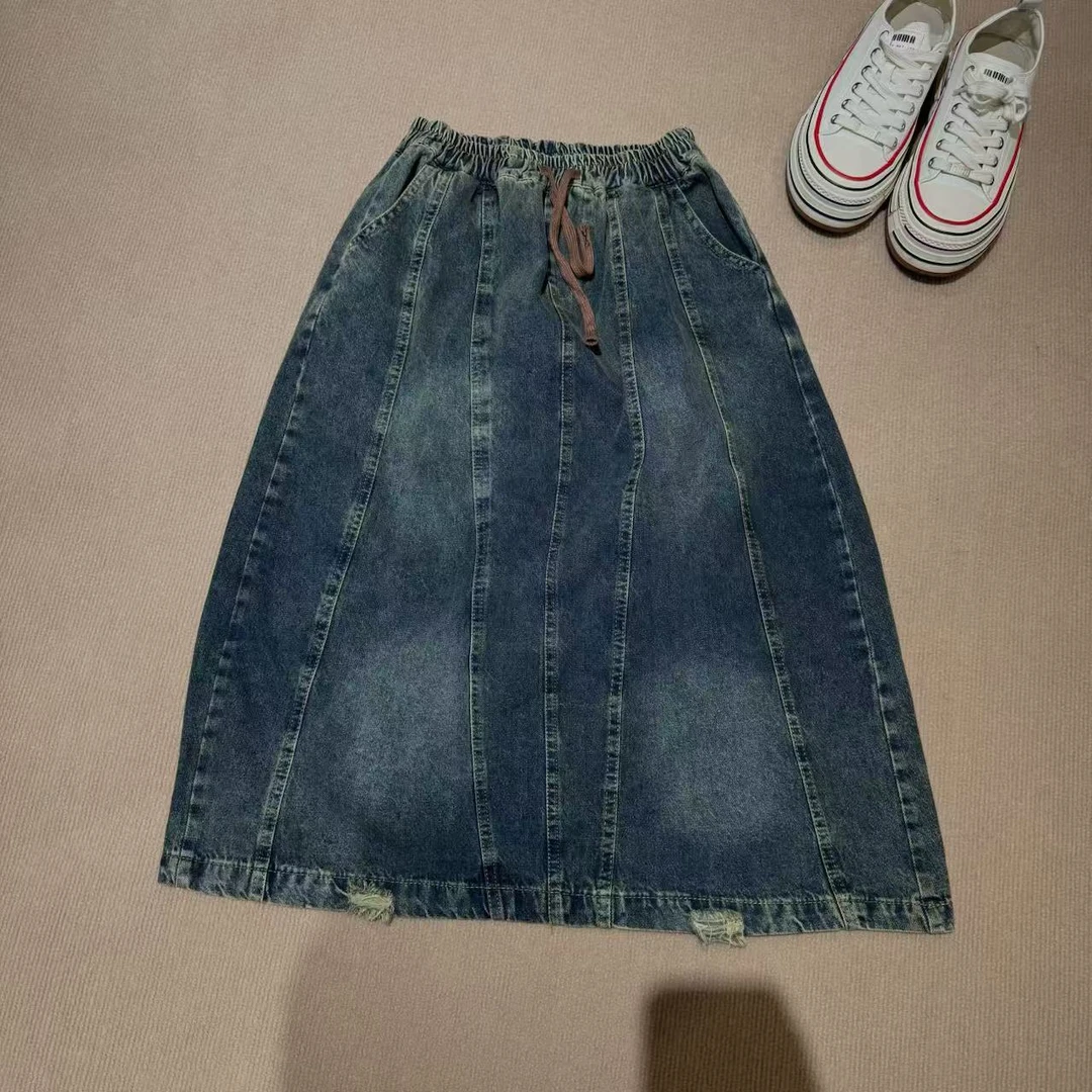 聪聪XH5611春季新款百搭水洗做旧半身牛仔裙