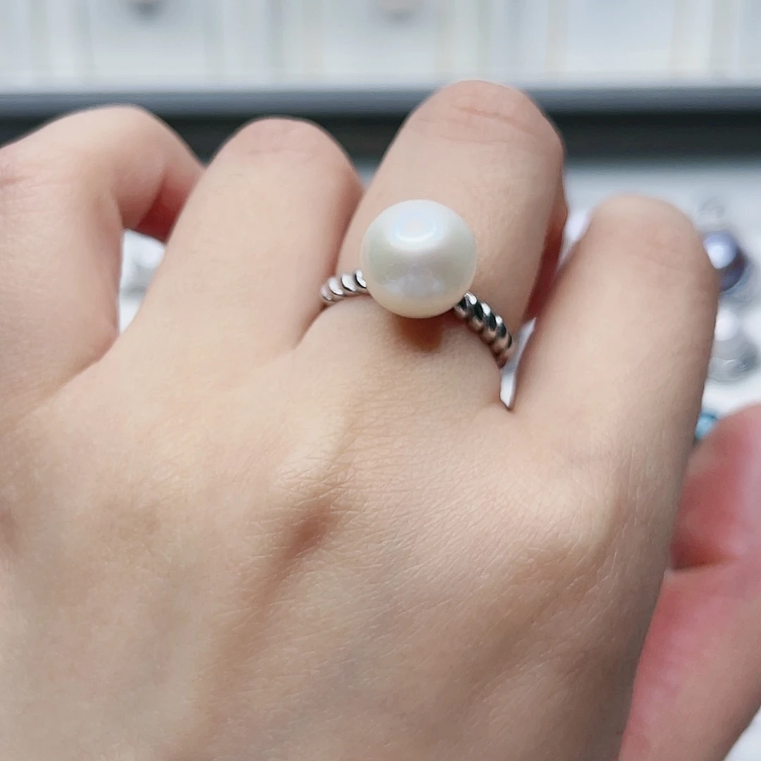淡水珍珠戒指银S925镶嵌