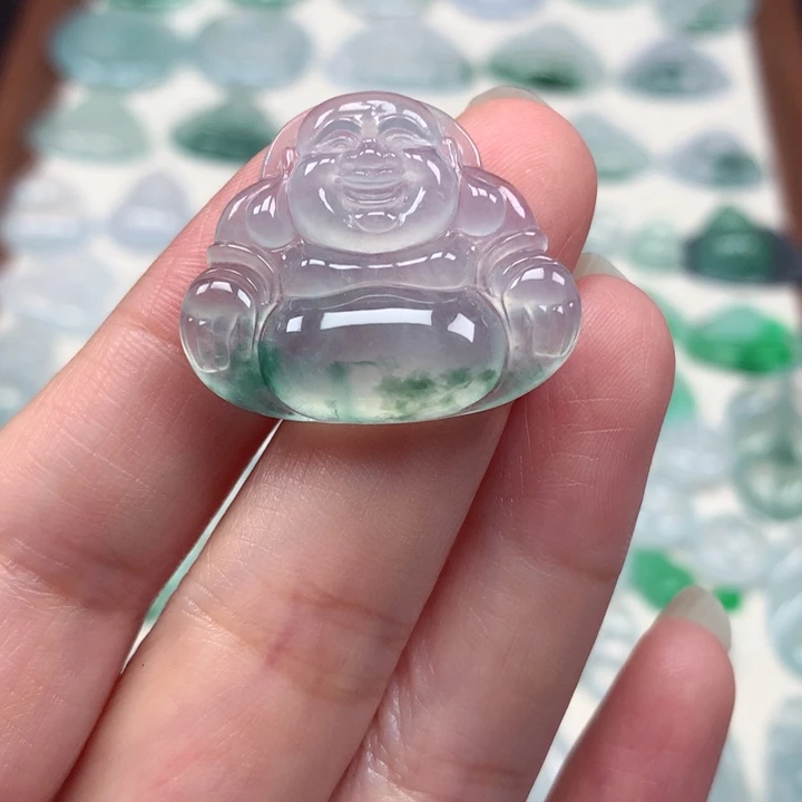 翡翠未镶嵌颈饰冰种飘花佛公