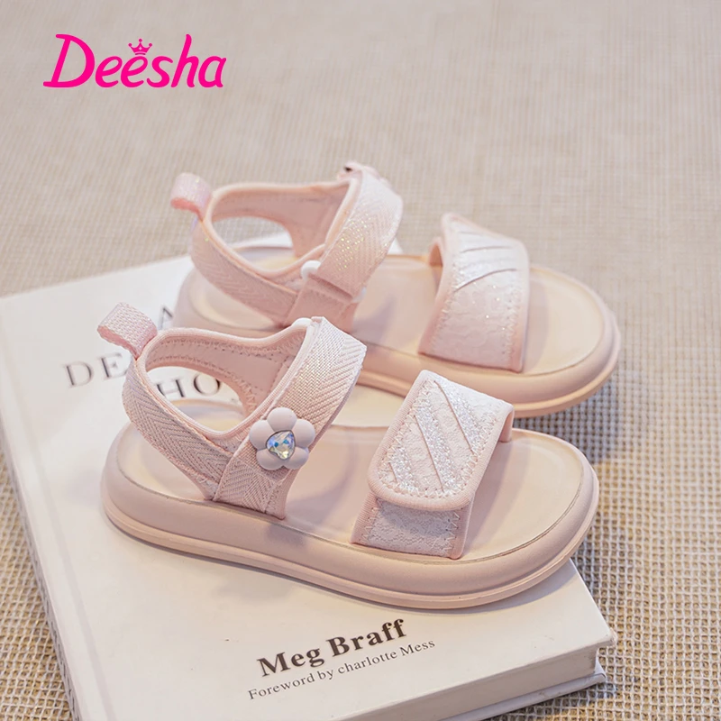 DEESHA/笛莎时尚运动女百搭夏季女童软底凉鞋魔术贴露趾休闲