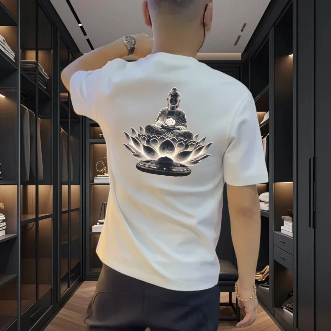 欧若风春季新款男士国潮纯棉短袖T恤夏季半袖百搭帅气修身休闲