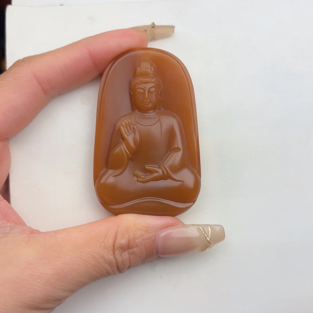 孔***明石英质玉未镶嵌黄蜡石挂件