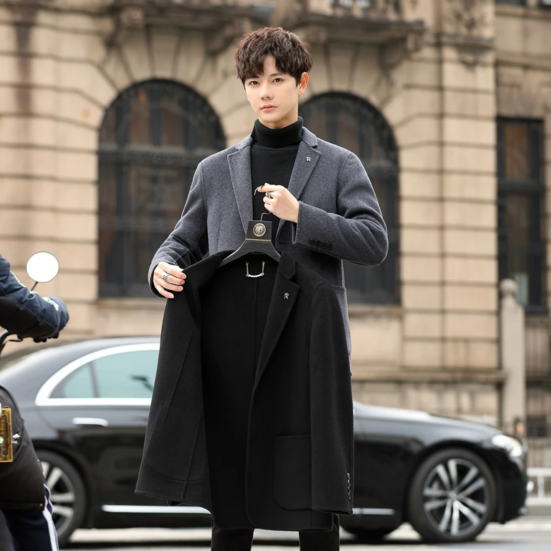 双面羊毛呢大衣男常规款韩版高级感西装呢子外套秋冬季加厚西装