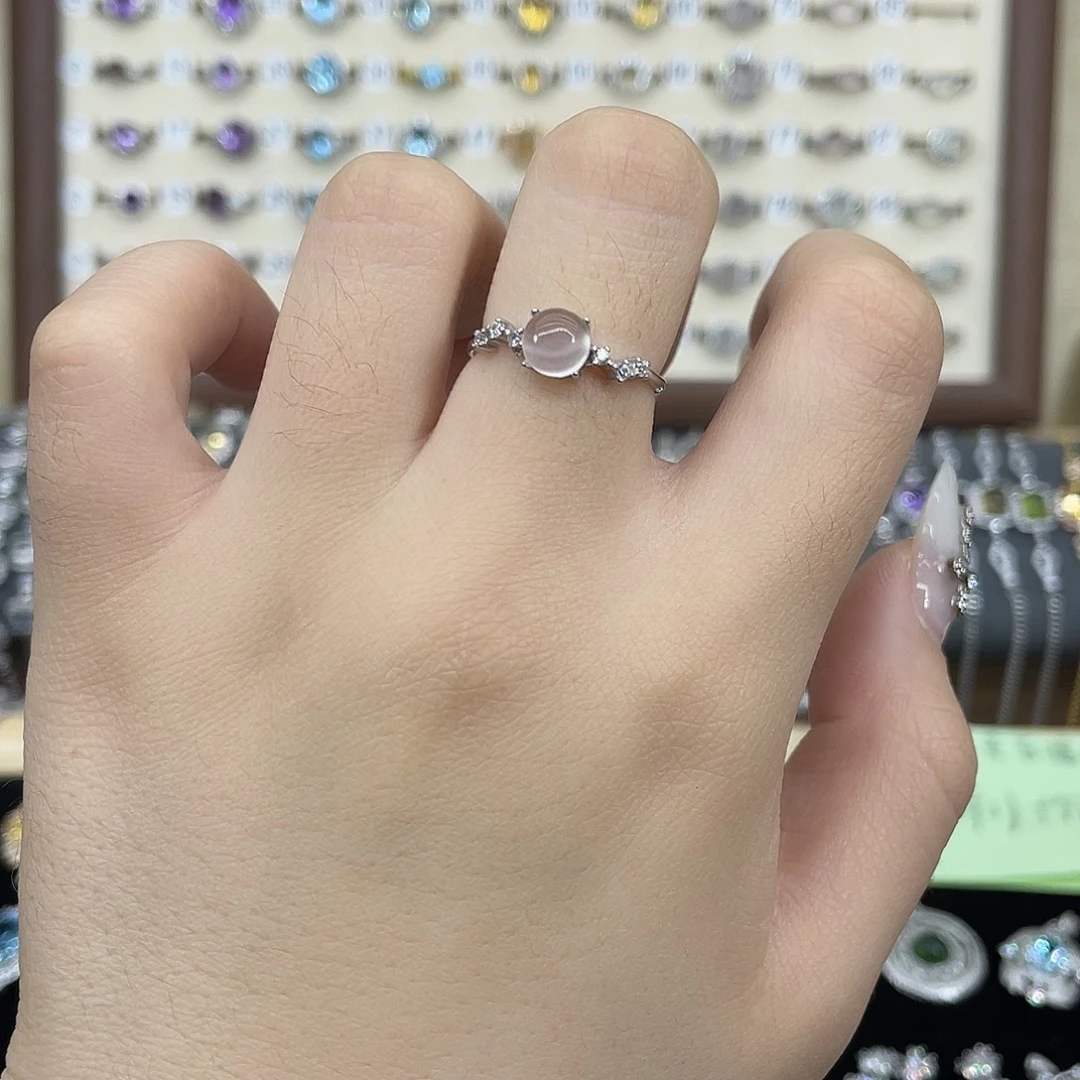 戒指芙蓉石银S925镶嵌