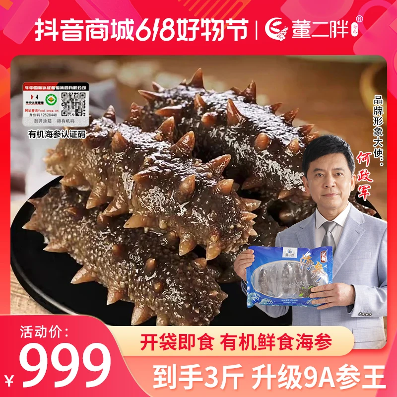 董二胖有机鲜食海参3斤特惠正宗大连鲜食海参大连海参