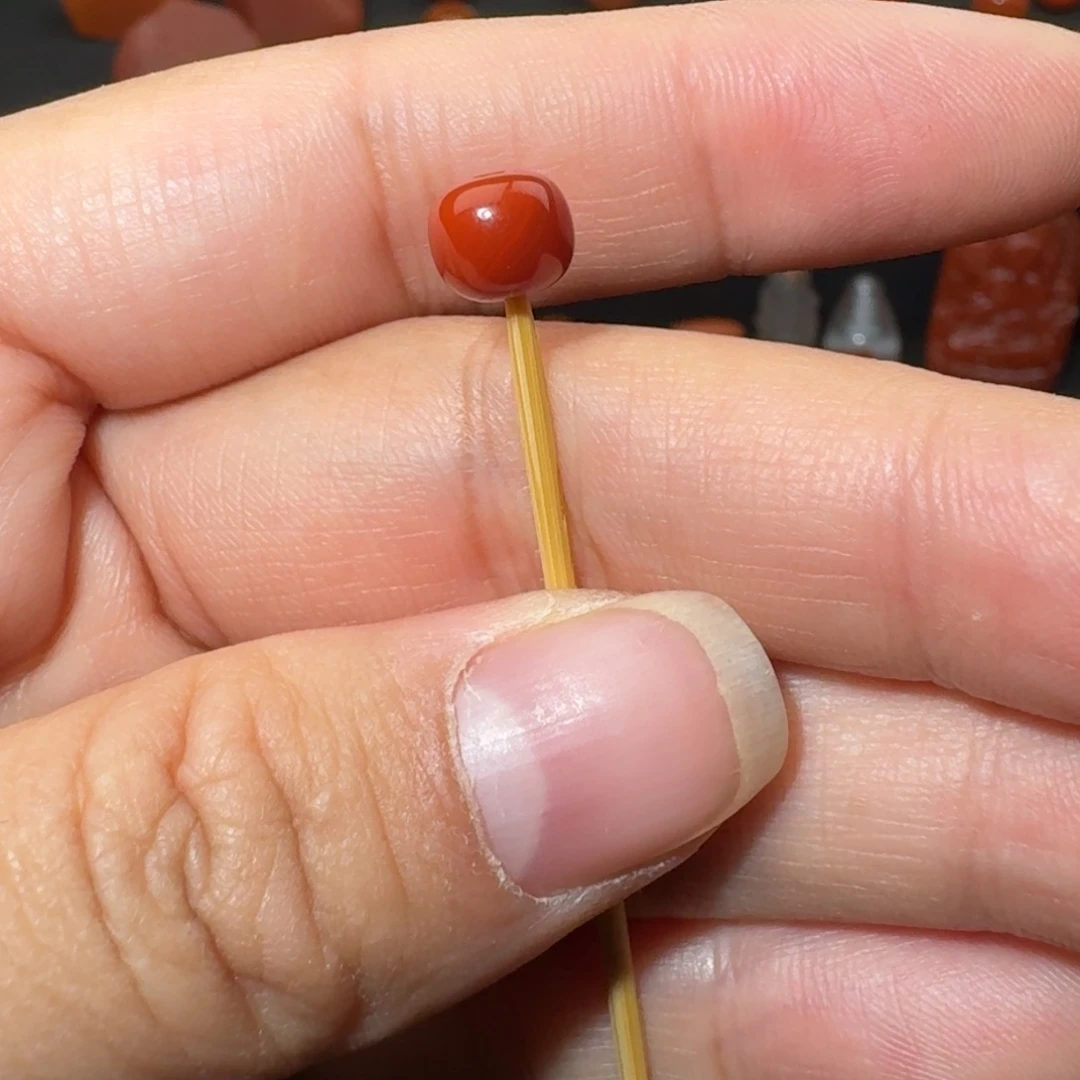 你***哥南红玛瑙未镶嵌瓦西满肉玫锦有纹7×6