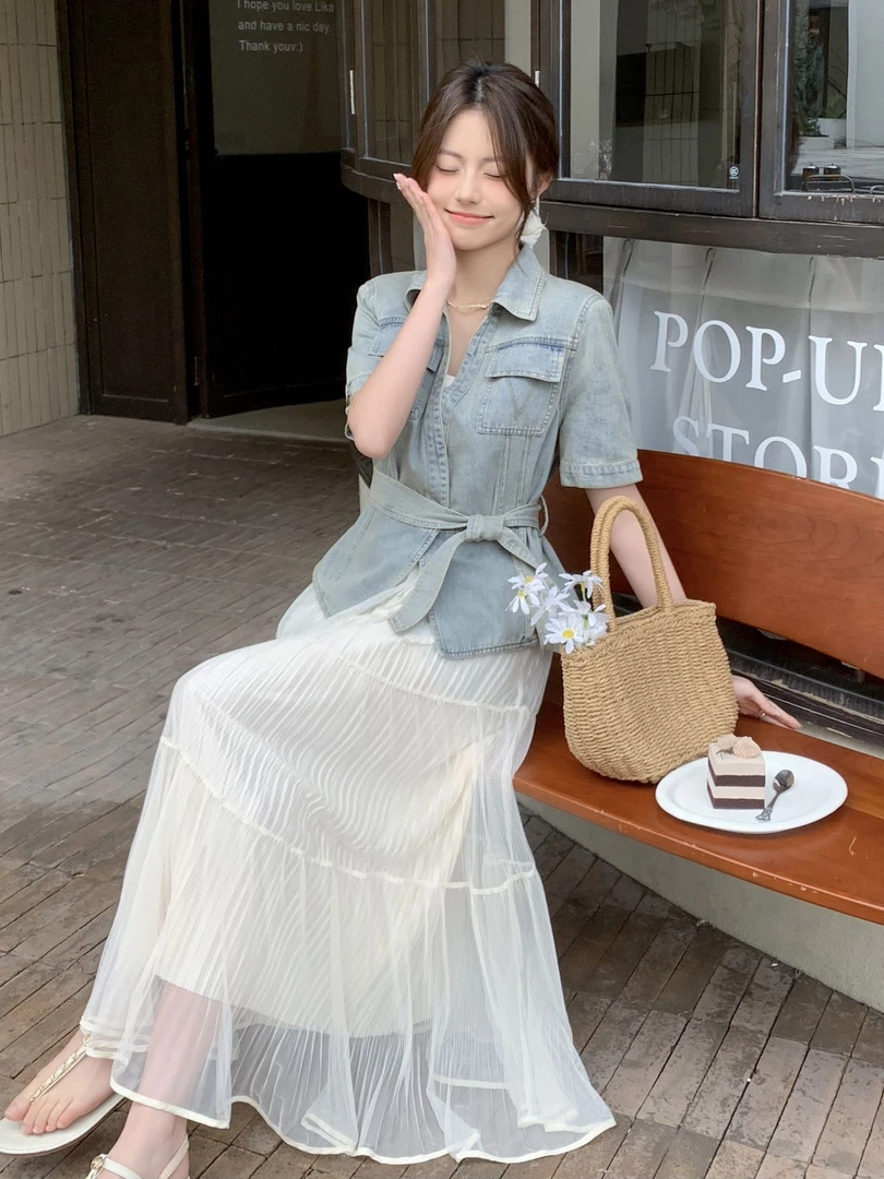 法式休闲风时尚套装连衣裙短袖T221