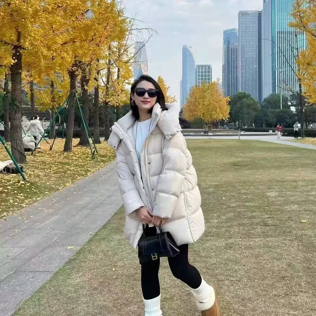 【人手一件/反季活动】90白鹅绒零下极寒泡芙百搭连帽中长款鹅绒服