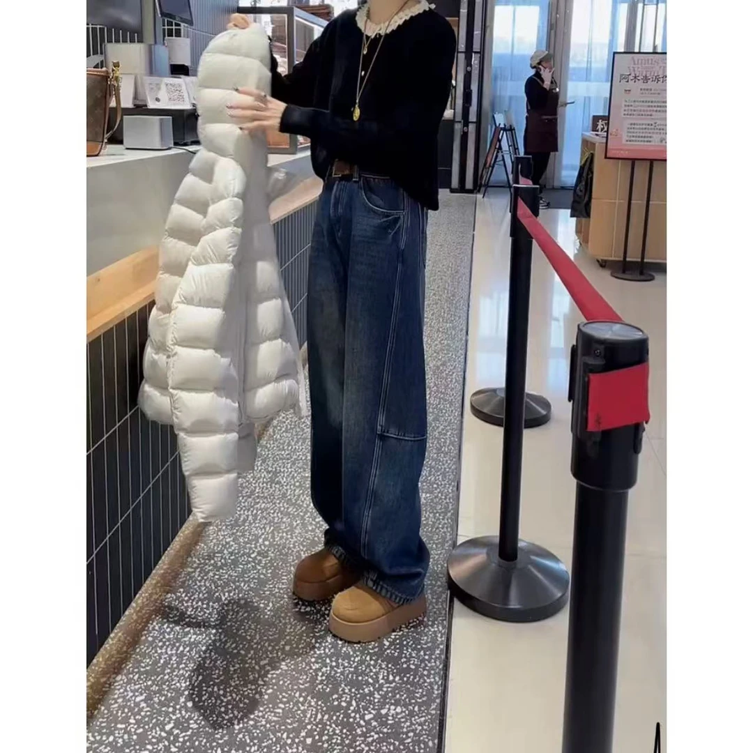 小个子中缝弯刀牛仔裤（加绒显腿长）