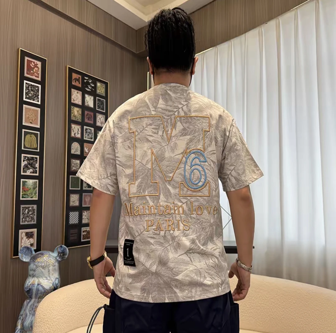 探戈服饰【刺绣M6字母t恤】2025夏季短袖潮牌百搭重工透气男女款t恤