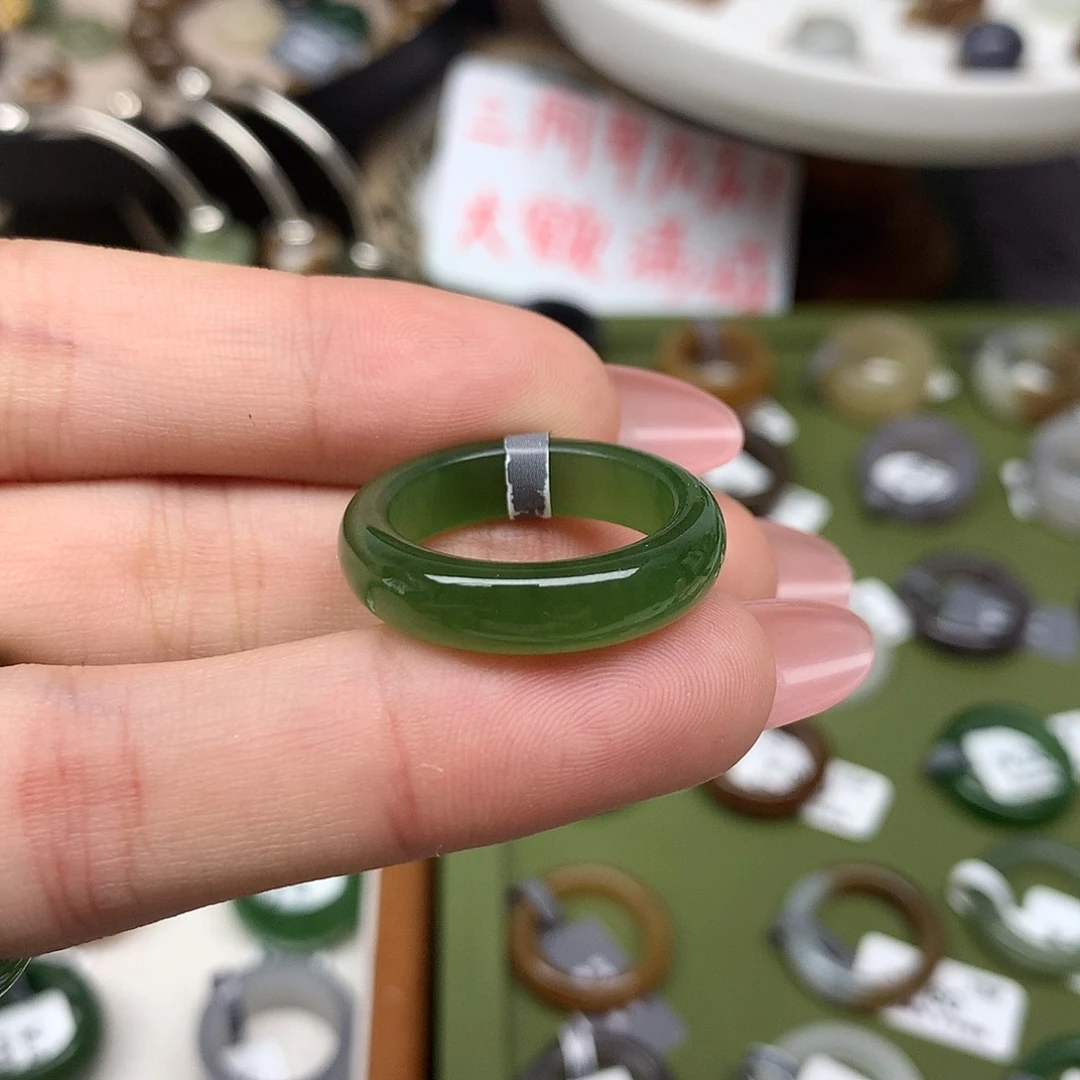 未镶嵌戒指和田玉港18猫眼碧玉