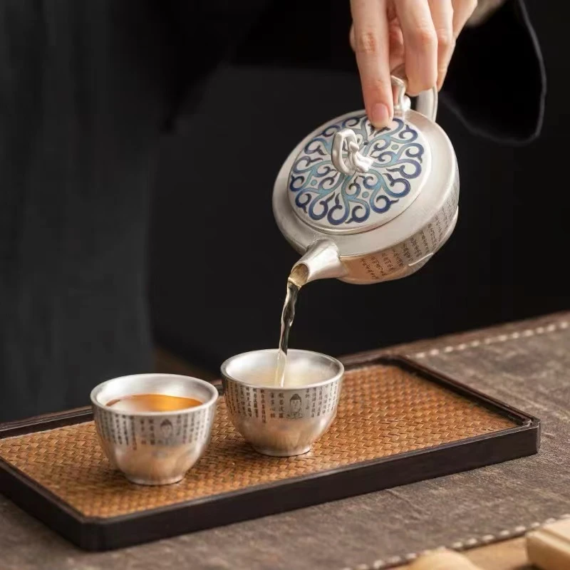 （江传顺）妙法莲华心经壶174泡茶壶鎏银复古泡茶器家用茶具中式