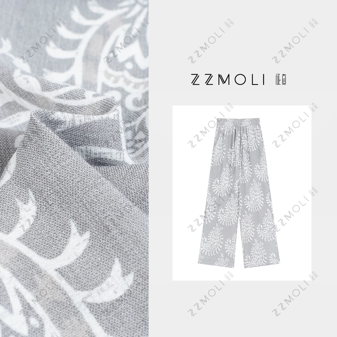 ZZMOLI夏季新款印花阔腿裤子女款2025时髦休闲垂感直筒裤ZBK82057