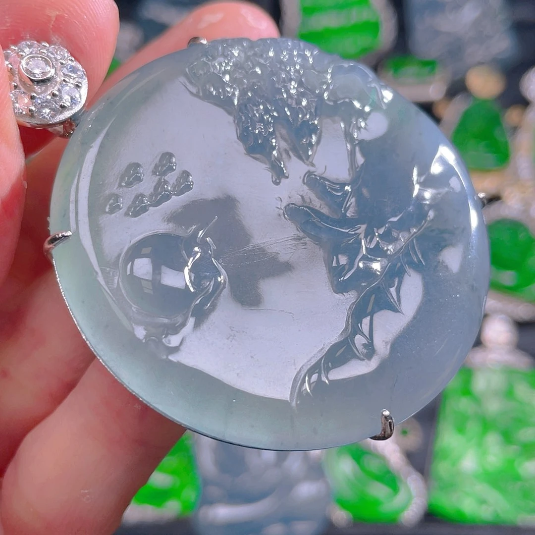 翡翠银S925镶嵌吊坠(不含链)