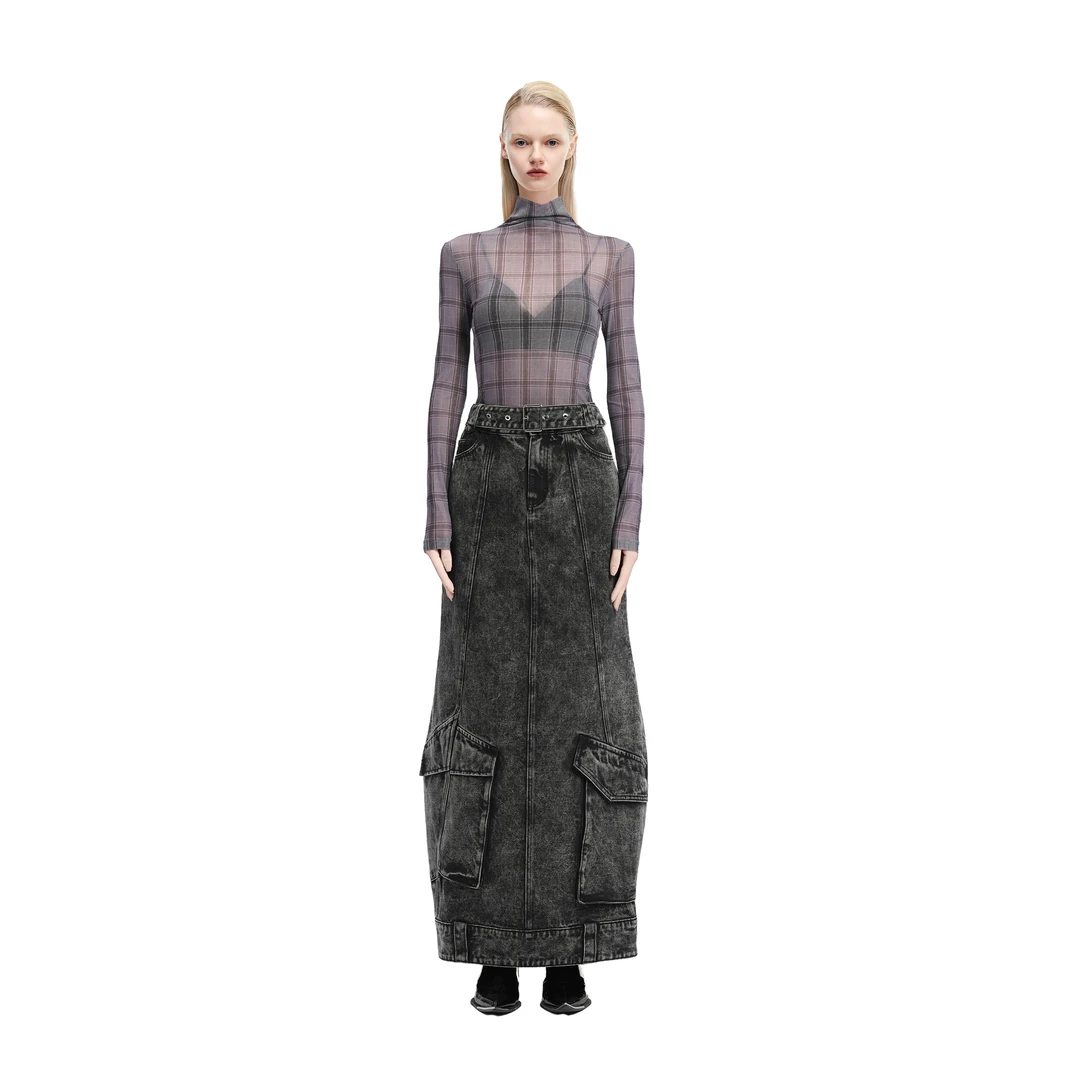 KUNSWEAR/琨丝薇尔24WI 小众设计感不规则牛仔半身长裙 828008030